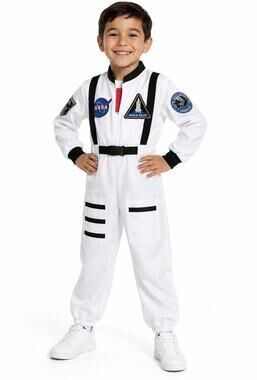 ReliBeauty Kids Astronaut Costume NASA Space Pilot White Jumpsuit Size 120 6-7